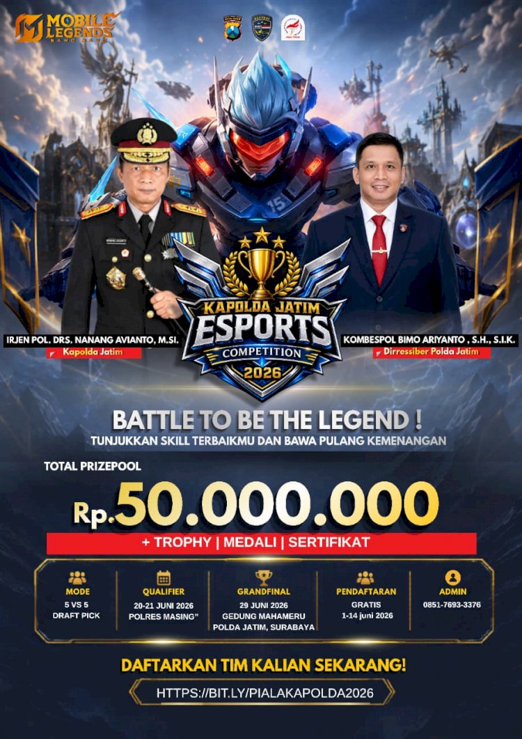 Sambut Hari Bhayangkara ke - 80 Polda Jatim Gelar Turnamen Esport untuk Umum